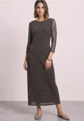 Midikleid aus Mesh mit Karomuster