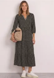 Midikleid mit Split Neck und Print