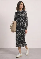 Midikleid mit Boat Neck und Print