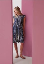 Knielanges Kleid mit Rundhals und Print