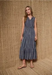 Maxikleid Mit Volants und Print