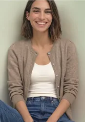 Langarm Cardigan mit Rundhals und Knöpfen