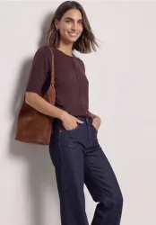 Kurzarm Cardigan mit Rundhals und Knöpfen