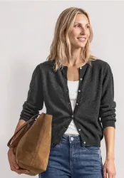 Langarm Cardigan mit Rundhals und Knöpfen