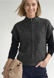 Dropped Shoulder Cardigan mit Turtle Neck und Zipper