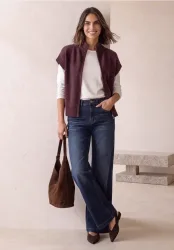 Dropped Shoulder Cardigan mit Turtle Neck und Zipper