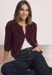 Kuscheliger Halbarm Cardigan mit Rundhals