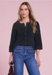 Kuscheliger Halbarm Cardigan mit Rundhals