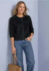 Kuscheliger Halbarm Cardigan mit Rundhals