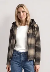 Jacke mit Wollanteil und abnehmbarer Kapuze