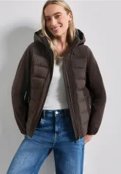 Softsheljacke mit Kapuze und Steppdetails