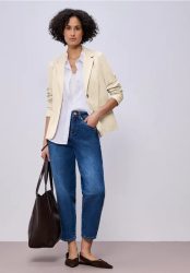 Blazer im langen Schnitt mit Struktur