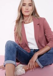 Blazer im langen Schnitt mit Struktur