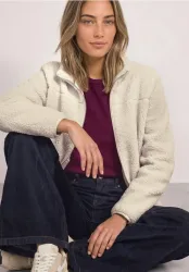 Teddy-Jacke mit Stehkragen und Zipper