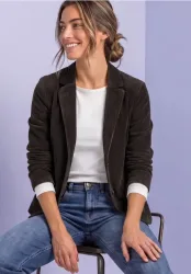 Blazer aus Cord mit Reverskragen und Knöpfen