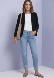 Blazer aus Cord mit Reverskragen und Knöpfen