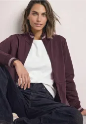 Sweatjacke mit Stehkragen und Strickdetails