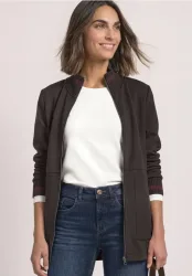 Sweatjacke mit Stehkragen und Strickdetails