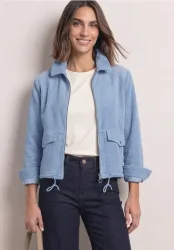 Cordjacke mit Hemdkragen und Zipper