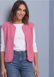 Teddy-Weste mit Zipper und Corddetails