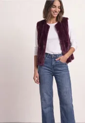 Fake-Fur Weste mit Zipper und Taschen