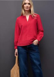 Cordbluse in Unifarbe