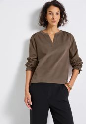 Cordbluse mit Rüschendetails