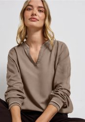 Split Neck Bluse mit Tape