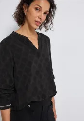 Split Neck Bluse mit Tape