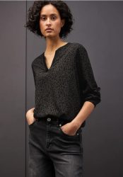 Leo Split Neck Bluse