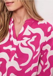 Bluse mit Split Neck aus Leinenmix