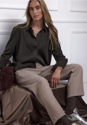 Karierte Jacquard Hemdbluse