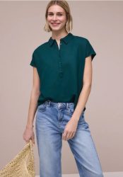 Dropped Shoulder Blusenshirt aus Leinenmix