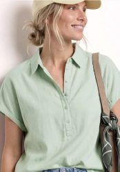 Dropped Shoulder Blusenshirt aus Leinenmix