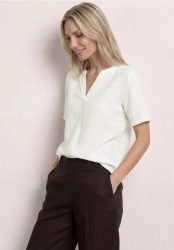 Bluse mit Split Neck aus Leinenmix