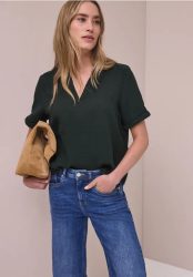 Kurzarm Bluse in Musselinqualität mit Turn