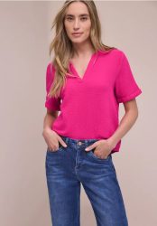 Kurzarm Bluse in Musselinqualität mit Turn