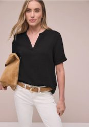 Kurzarm Bluse in Musselinqualität mit Turn