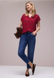 Dropped Shoulder Bluse mit Print