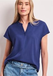 Blusenshirt in Unifarbe mit Split Neck