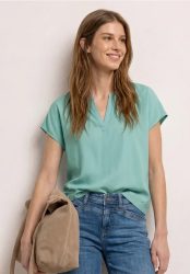 Blusenshirt in Unifarbe mit Split Neck