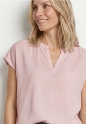 Blusenshirt in Unifarbe mit Split Neck