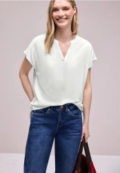 Blusenshirt in Unifarbe mit Split Neck