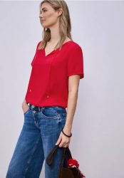 Kurzarm Bluse mit String