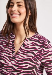 Kurzarm Bluse mit Split Neck und Print