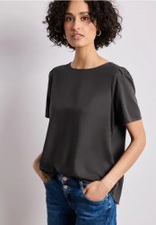 Bluse mit Rundhals und kurzen Puffärmeln