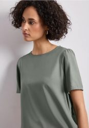 Bluse mit Rundhals und kurzen Puffärmeln