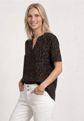 Blusenshirt mit Split Neck und Print