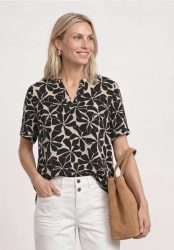 Blusenshirt mit Split Neck und Print