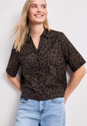 Kurzarm Hemdbluse mit Leo